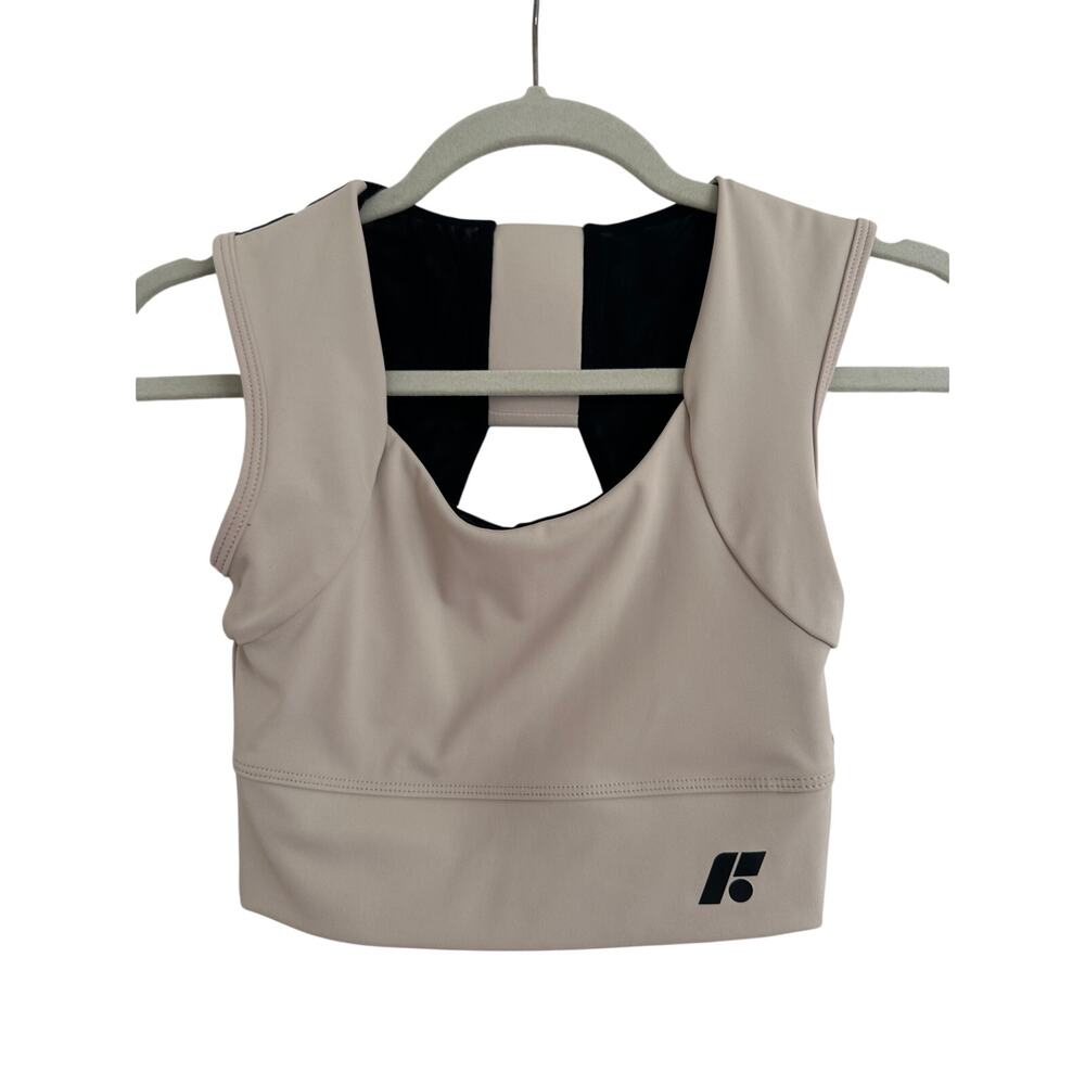 Forme Power Sports Bra Posture Womens S Nude Black Mesh Performance Top Ecru